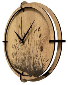 Dřevěné nástěnné hodiny s přírodním motivem Designová dekorace | SENTOP HDF0587-GOLD-OAK