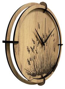 Dřevěné nástěnné hodiny s přírodním motivem Designová dekorace | SENTOP HDF0587-GOLD-OAK