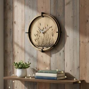 Dřevěné nástěnné hodiny s přírodním motivem Designová dekorace | SENTOP HDF0587-GOLD-OAK