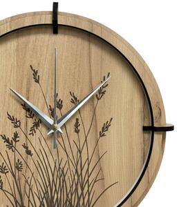 Dřevěné nástěnné hodiny s přírodním motivem Designová dekorace | SENTOP HDF0587-GOLD-OAK