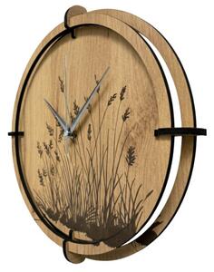 Dřevěné nástěnné hodiny s přírodním motivem Designová dekorace | SENTOP HDF0587-GOLD-OAK