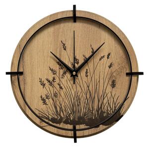 Dřevěné nástěnné hodiny s přírodním motivem Designová dekorace | SENTOP HDF0587-GOLD-OAK