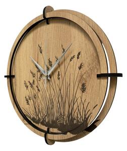 Dřevěné nástěnné hodiny s přírodním motivem Designová dekorace | SENTOP HDF0587-GOLD-OAK