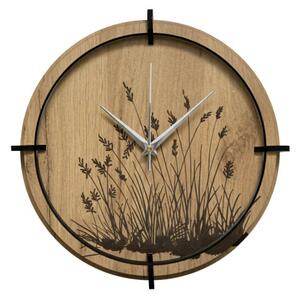 Dřevěné nástěnné hodiny s přírodním motivem Designová dekorace | SENTOP HDF0587-GOLD-OAK