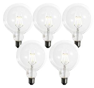 Sada 5 ks Stmívatelná LED žárovka E27 se spirálovým vláknem G125 5W 450lm 2200K