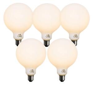 Sada 5 ks Stmívatelná LED žárovka E27 opálové sklo G125 5W 450lm 2200K