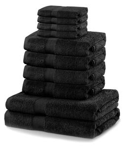 Set 8 černých ručníků a 2 osušek DecoKing Marina Black