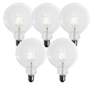 Sada 5 ks LED žárovka E27 s třemi stupni stmívání, spirálovým vláknem G125, 4 W, 450 lm, 3000 K