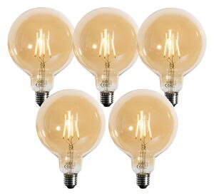 Sada 5 ks LED žárovka E27 3stupňové stmívání zlatá G125 4W 450lm 2700K