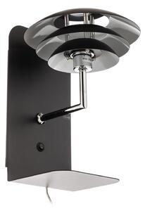 Nástěnná Svítidla Dyberg Larsen, DL20 USB Shelf, stmívatelné, Černá, Ložnice, Kov, Skandinávský