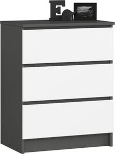 Komoda K60 3SZ- šedá/bílá