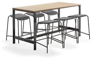 AJ Produkty Sestava VARIOUS + ATTEND, stůl 1800x800x900 mm, dub + 6 antracitových stoliček