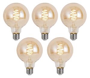 Sada 5 ks Chytrá stmívatelná LED žárovka E27 G95 jantarová 4,9 W 320 lm 2500 K