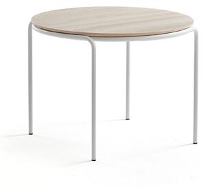 AJ Produkty Konferenční stolek ASHLEY, Ø770 mm, výška 530 mm, bílá, jasan