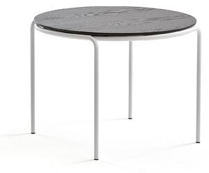 AJ Produkty Konferenční stolek ASHLEY, Ø770 mm, výška 530 mm, bílá, černá deska