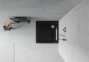 Mexen SLIM - Čtvercová sprchová vanička 90x90x5cm + chromový sifon, černá, 40709090
