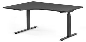 AJ Produkty Výškově nastavitelný stůl MODULUS, rohový, 1600x1200 mm, černý rám, černá