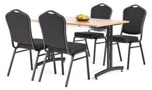 AJ Produkty Jídelní sestava SANNA + CHICAGO, stůl 1200x800 mm, buk + 4 židle, černá/černý potah
