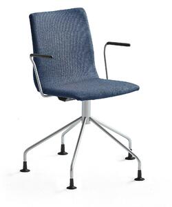 AJ Produkty Konferenční židle OTTAWA, s područkami, podnož pavouk, modrý potah, šedá