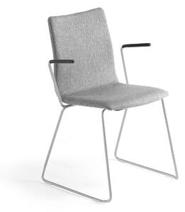 AJ Produkty Konferenční židle OTTAWA, s područkami, ližinová podnož, stříbrně šedý potah, šedá
