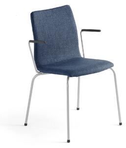 AJ Produkty Konferenční židle OTTAWA, s područkami, modrý potah, šedá