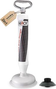 Unyqoos® Čistič odpadů pomocí vakuové pumpy – sací hlavice s vysokou sací silou, 2 nástavce o průměrech 6,5 a 16 cm, chemicky nezpracovaná pumpa pro umyvadla, koupelny a kuchyně