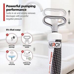 Unyqoos® Čistič odpadů pomocí vakuové pumpy – sací hlavice s vysokou sací silou, 2 nástavce o průměrech 6,5 a 16 cm, chemicky nezpracovaná pumpa pro umyvadla, koupelny a kuchyně