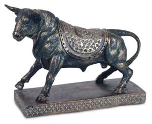 Jezdecká rytířská socha Templářský býk v plné zbroji 26 cm