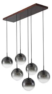 Závěsná svítidlo Lucande, Veloura, stmívatelné, Šedá, Obývací pokoj, Sklo, Design