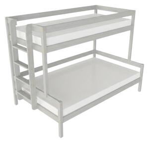 Patrová postel LUCKY s bočním žebříkem 90x200, 120x200 cm - Světle šedá, Zvolte šuplík: Bez šuplíku, Zvolte stranu: Vlevo