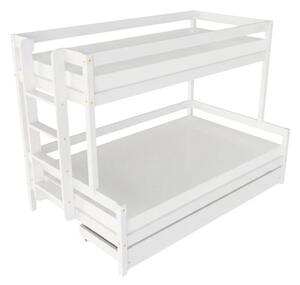 Patrová postel LUCKY s bočním žebříkem 90x200, 120x200 cm - Bílá, Zvolte šuplík: Úložný šuplík, Zvolte stranu: Vlevo