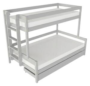 Patrová postel LUCKY s bočním žebříkem 90x200, 120x200 cm - Světle šedá, Zvolte šuplík: Úložný šuplík, Zvolte stranu: Vlevo