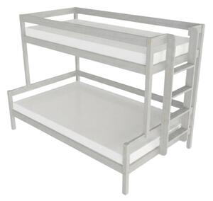Patrová postel LUCKY s bočním žebříkem 90x200, 120x200 cm - Světle šedá, Zvolte šuplík: Bez šuplíku, Zvolte stranu: Vpravo