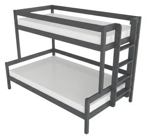 Patrová postel LUCKY s bočním žebříkem 90x200, 120x200 cm - Tmavě šedá, Zvolte šuplík: Bez šuplíku, Zvolte stranu: Vpravo