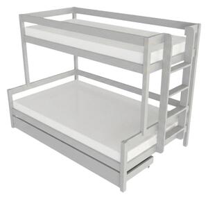 Patrová postel LUCKY s bočním žebříkem 90x200, 120x200 cm - Světle šedá, Zvolte šuplík: Úložný šuplík, Zvolte stranu: Vpravo