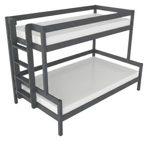 Patrová postel LUCKY s bočním žebříkem 90x200, 120x200 cm - Tmavě šedá, Zvolte šuplík: Bez šuplíku, Zvolte stranu: Vlevo