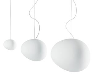 Závěsná svítidlo Foscarini, Gregg piccola, stmívatelné, Bílá, Obývací pokoj, Sklo, Design