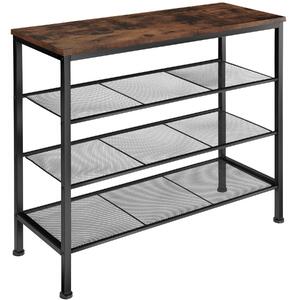 Tectake Botník Newport 80,5x30,5x72,5cm - Industriální dřevo tmavé, rustikální