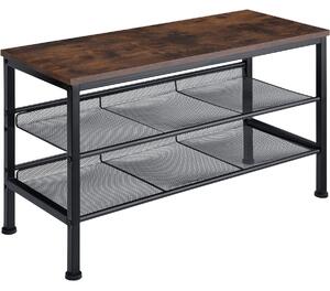 Tectake Botník Derry 75,5x30,5x45,5cm - Industriální dřevo tmavé, rustikální