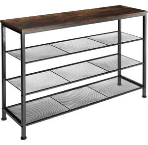 Tectake Botník Portsmouth 100x30,5x72,5cm - Industriální dřevo tmavé, rustikální