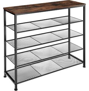 Tectake Botník Sheffield 100x30,5x93cm - Industriální dřevo tmavé, rustikální