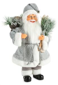 VÁNOČNÍ FIGURKA SANTA 40 CM STŘÍBRNÁ
