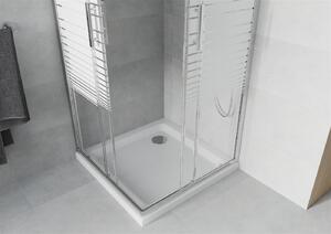 Mexen Rio čtvercový sprchový kout 80 x 80 cm, 5mm sklo, čiré sklo/pásy, chromový profil + slim sprchová vanička 5cm, 860-080-080-01-20-4010