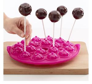 Růžová silikonová forma na cake pops Lékué Pops, ⌀ 26,5 cm