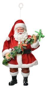 Vánoční figurka Santa Claus s cesmínovou hůlkou – 17 cm
