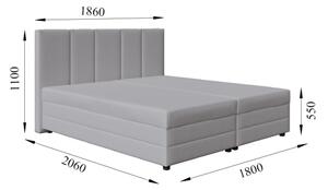 Čalouněná postel s pružinovou matrací a úlož. prostorem ISABEL 180x200 sv. šedá