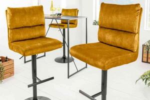Invicta interior Barová židle Comfort samet hořčicová žlutá - 2ks 43652