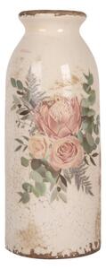 Keramická váza s růžemi Vintage Rose L – 8x20 cm