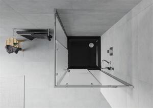 Mexen Rio, čtvercový sprchový kout s posuvnými dveřmi 90 x 90 cm, 5mm sklo námraza, chromový profik+ černá vanička Rio, 860-090-090-01-30-4070