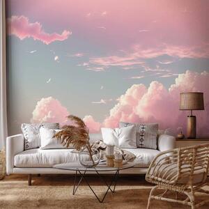 Fototapeta Krajina s oblohou - růžové mraky na modrém obzoru